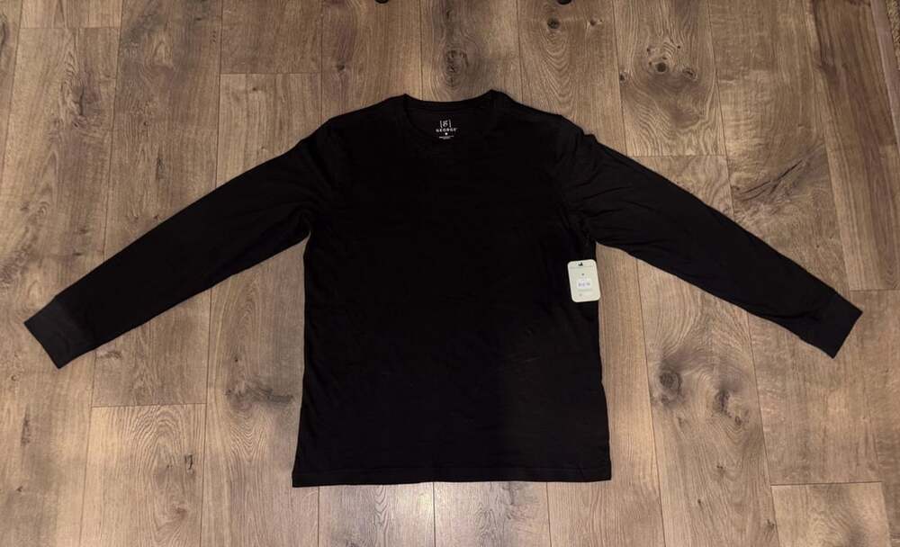 George LS Crew Tee Size M Black Soot Long Sleeve Shirt